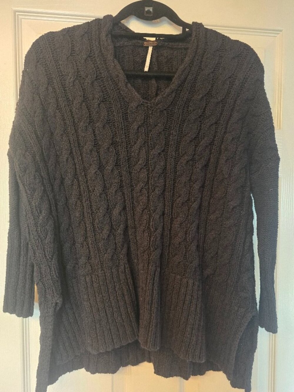 Free People Black Cable sweater